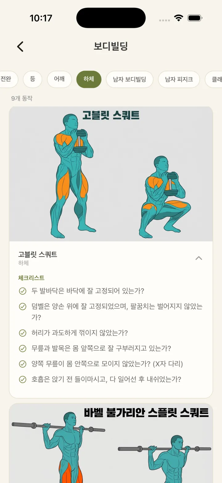 실기 동작 (해부) 화면